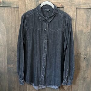 NWOT Eddie Bauer Women’s Charcoal Gray Denim Shirt